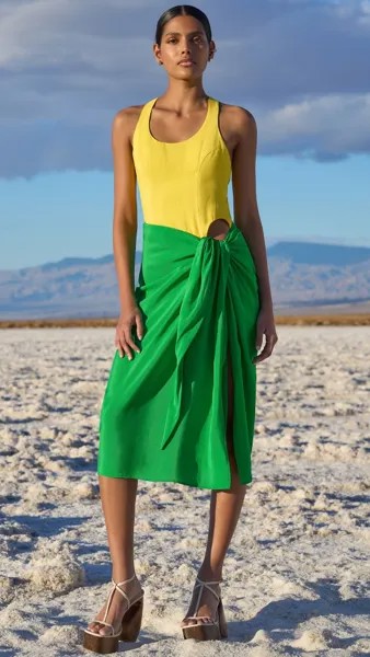 Платье Rosie Assoulin Bodysuit Sarong, желтый