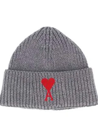 AMI Paris шапка бини с нашивкой-логотипом