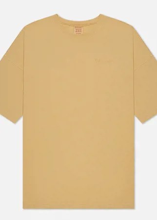 Мужская футболка Champion Reverse Weave Script Logo Drop Shoulder, цвет бежевый, размер L