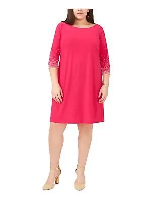 MSK женский розовый пуловер стильное платье-футляр с рукавом 3/4 до колена плюс 1X