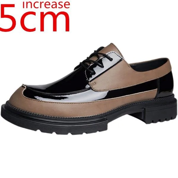 Мужские повседневные кожаные туфли в британском стиле, увеличивающие рост, толстая подошва, деловые, для отдыха, Корейская Свадебная обувь