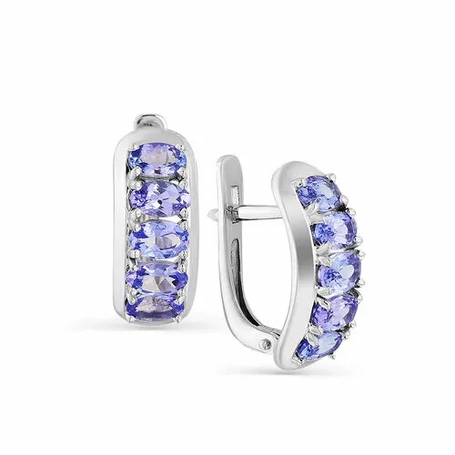 Серьги Яхонт, белое золото, 585 проба, танзанит, фиолетовый