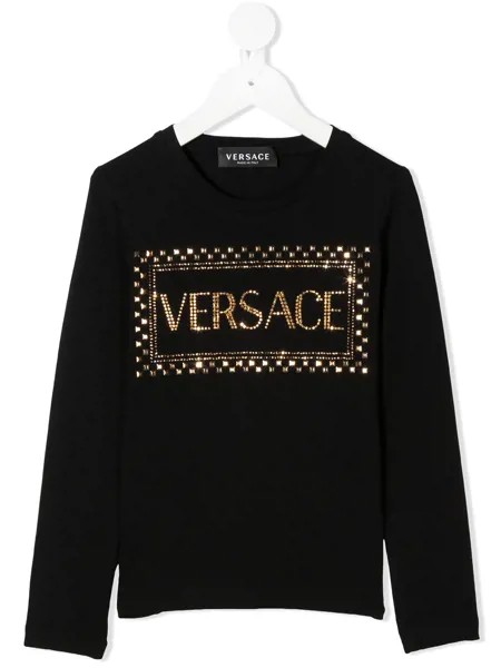 Versace Kids футболка с декорированным логотипом