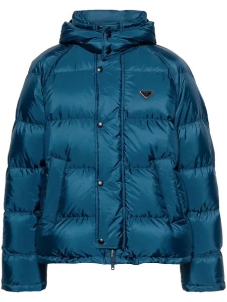 Prada пуховик с логотипом, синий