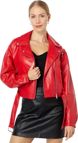 Куртка Oversized Faux Leather Cropped Biker Avec Les Filles, цвет Lipstick