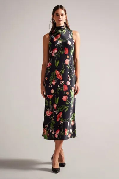 Платье-Комбинация миди connihh с воротником-хомутом Ted Baker, черный