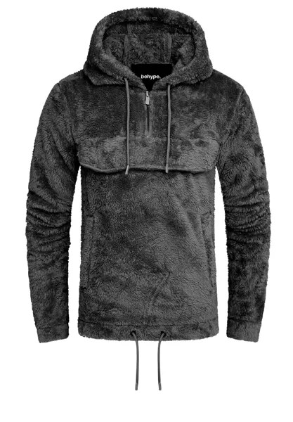 Пуловер behype Hoodie POCKET, темно серый