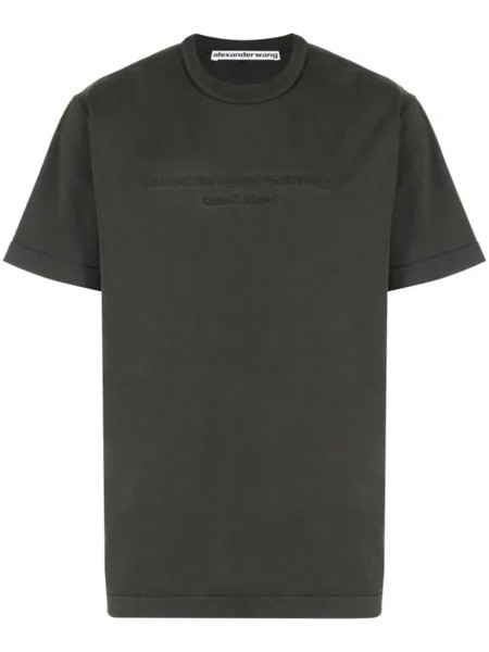 Alexander Wang футболка с круглым вырезом и вышитым логотипом, серый