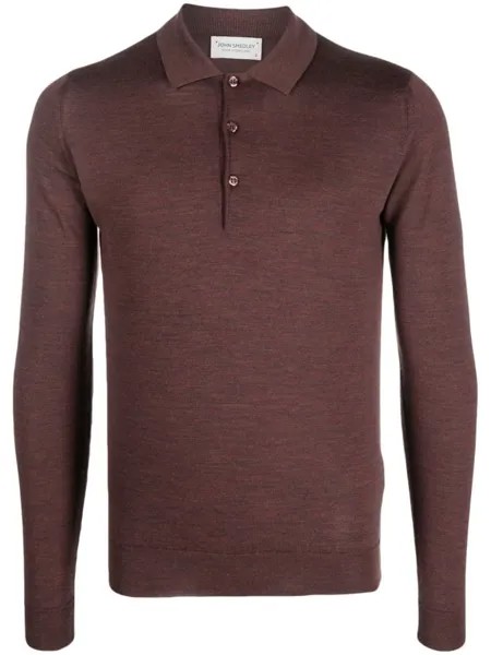 John Smedley рубашка поло с длинными рукавами, красный