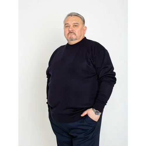 Пуловер , шерсть, длинный рукав, силуэт прямой, размер 5XL, синий