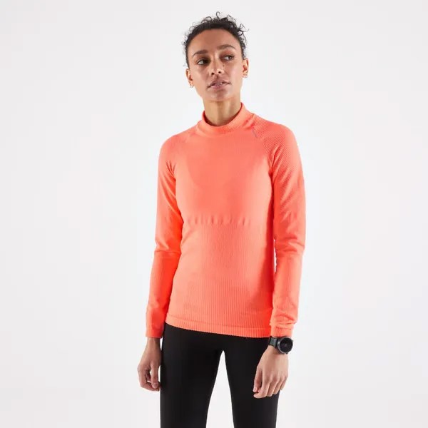 Женская беговая рубашка с длинным рукавом бесшовная - Skincare коралловый KIPRUN, цвет orange