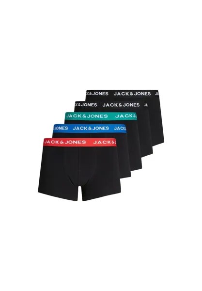 Мужские боксеры, 5 шт. - JACHUEY TRUNKS, хлопок стрейч JACK & JONES, цвет Rot Blau Petrol Schwarz