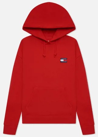 Женская толстовка Tommy Jeans Tommy Badge Organic Cotton Hoodie, цвет красный, размер XS
