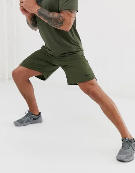 Шорты из тканого материала цвета хаки Nike Training Flex 2.0-Зеленый