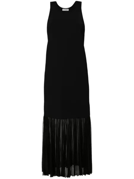 Jil Sander трикотажное макси-платье с плиссировкой, черный
