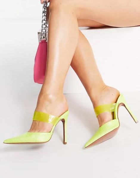 Туфли лаймового цвета на высоком каблуке ASOS DESIGN Prysm-Зеленый цвет