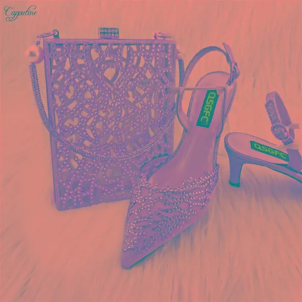 Комплект из туфель и сумочки для женщин, персиковые дамские босоножки с камнями, сумочка-клатч, сандалии, QSL063
