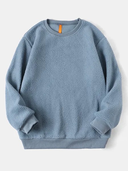 Мужские однотонные пуловеры с принтом Crew Шея Fleece Plush Basics