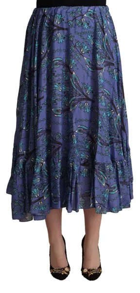 Юбка BLUMARINE, повседневная юбка миди с разноцветными цветочными рюшами и высокой талией. Рекомендуемая розничная цена — 300 долларов США.