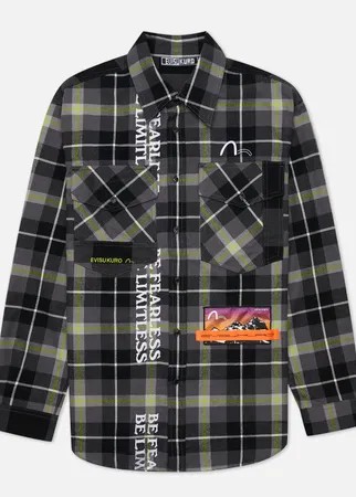 Мужская рубашка Evisu Evisukuro Oversized Contrast Plaid Flannel, цвет серый, размер XL