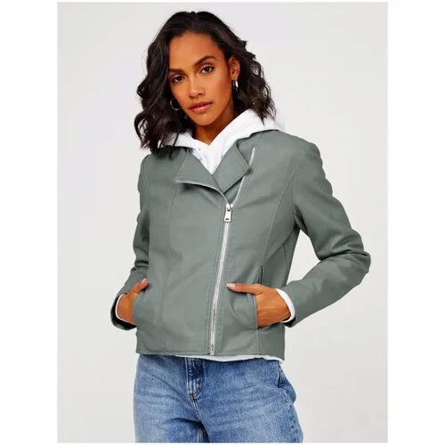 Куртка кожаная TOM FARR T4F W9905.44 S20 женская, цвет светло-зелёный, размер M