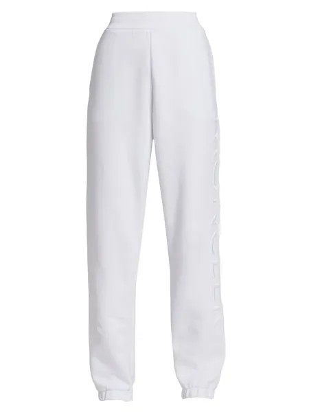 Хлопковые спортивные штаны с вышитым логотипом Moncler, белый