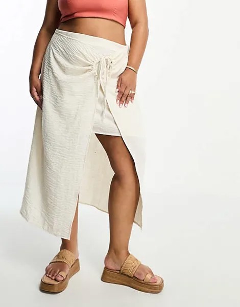 Белая юбка миди с запахом и завязками Vero Moda Curve