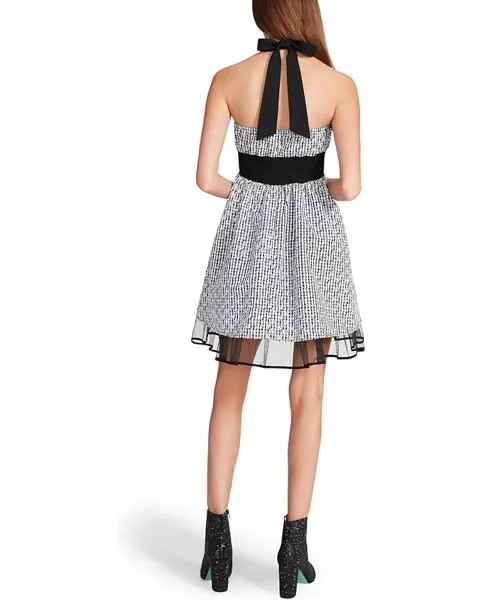 Платье Betsey Johnson Gingham Eyelet Halter Fit-and-Flare Dress, черный
