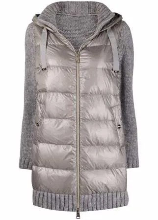 Herno contrast-panel hooded down coat