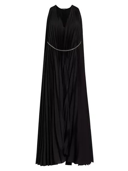 Плиссированное атласное платье макси Fabiana Filippi, цвет nero