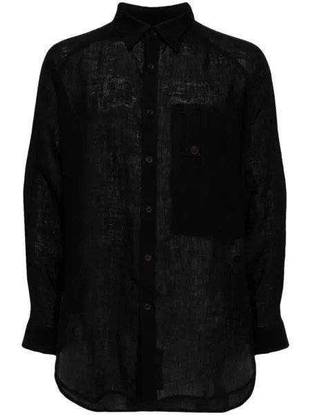 Yohji Yamamoto льняная рубашка со вставками, черный