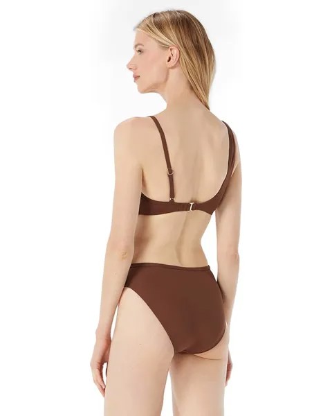 Топ бикини Michael Kors Signature Solids Logo Chain Bikini Top, цвет Saddle Brown