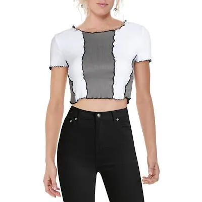 Женская белая трикотажная блузка в рубчик Derek Heart, укороченный топ, рубашка для юниоров, L BHFO 5569