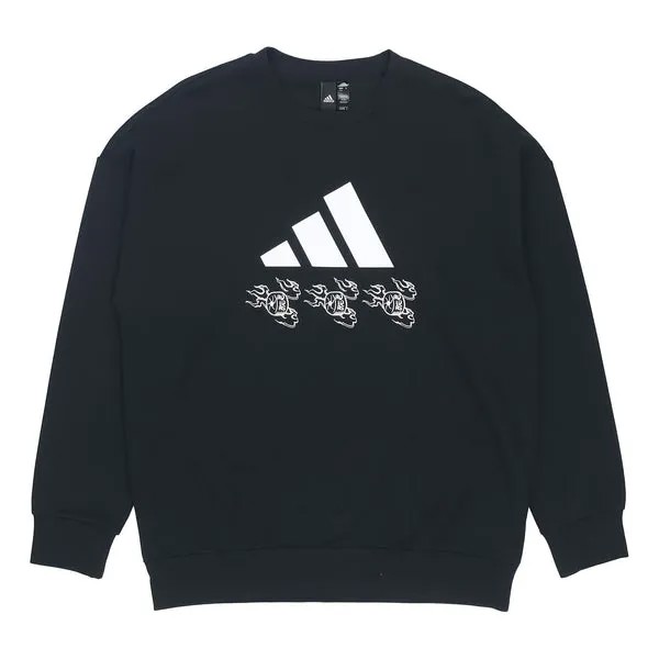 Толстовка adidas logo Applique Hooded Round-neck Loose Sweater Men Black, черный