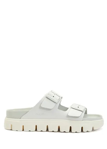 Массивные женские кожаные тапочки Arizona exq Birkenstock, белый