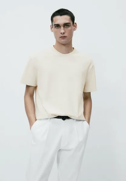 Базовая футболка Short Sleeve Massimo Dutti, бежевый