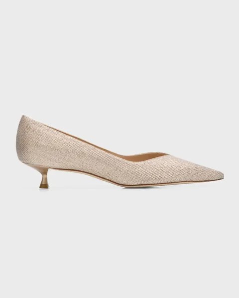 Туфли на каблуке Eva с эффектом металлик Stuart Weitzman, цвет Poudre