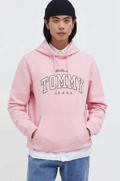 Хлопковая толстовка Tommy Jeans, розовый