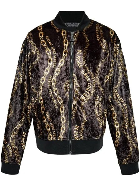 Versace Jeans Couture куртка-бомбер с принтом «цепочка», коричневый