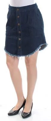 RACHEL ROY Женская синяя джинсовая мини-юбка трапециевидной формы с потертостями на пуговицах 0