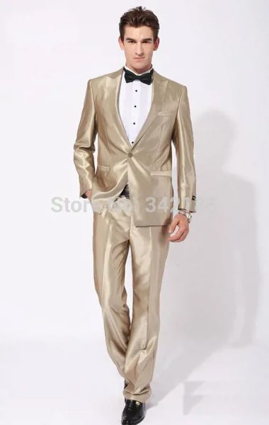 Новинка 2015 года, золотистые смокинги для лучшего мужчины, мужское свадебное платье, одежда для выпускного вечера, костюм для лучшего мужчин...