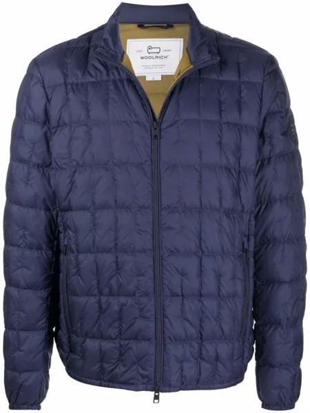 Woolrich пуховик с нашивкой-логотипом, синий