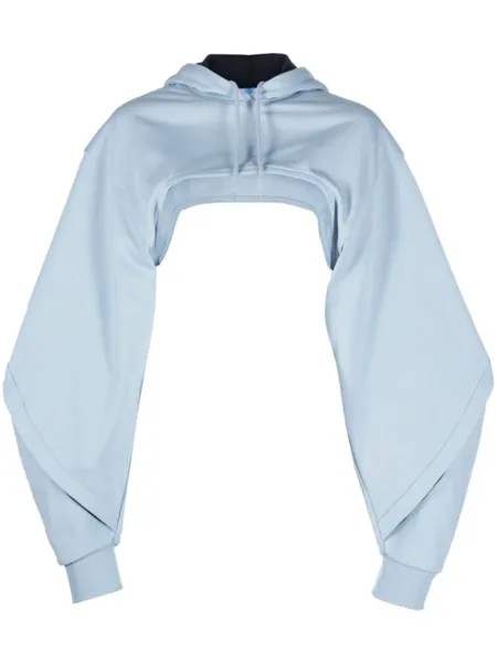 Mugler укороченное флисовое худи, синий