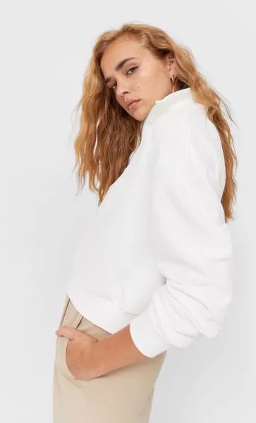 Stradivarius Худи С Молнией Цвет Небеленого Полотна S