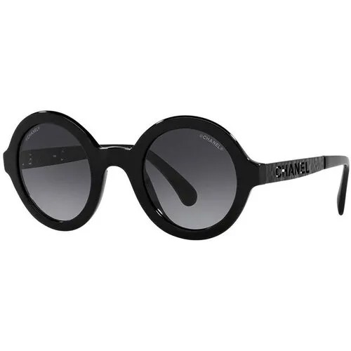 Солнцезащитные очки Chanel, круглые, оправа: пластик, градиентные, для женщин, черный