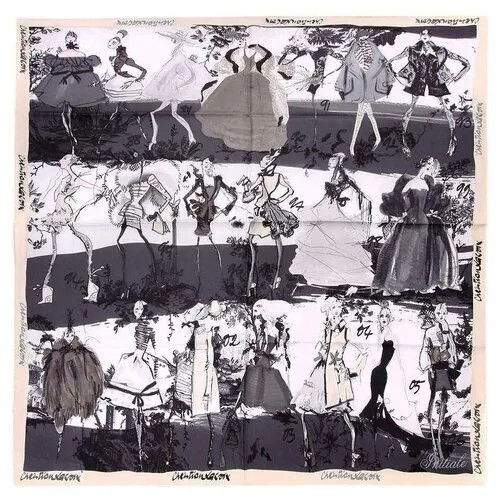 Платок Christian Lacroix, натуральный шелк, 90х90 см, серый