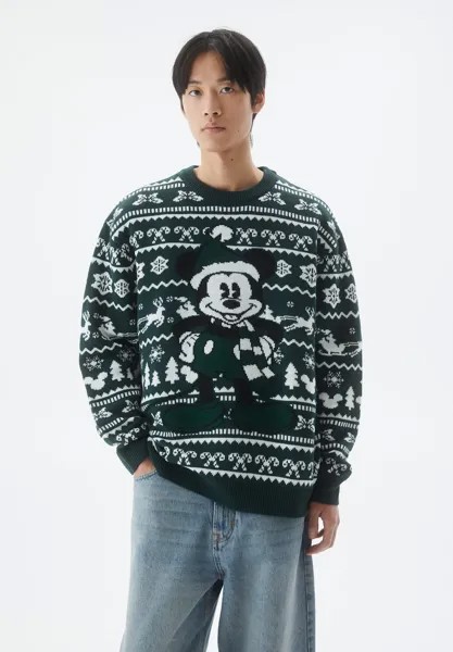 Свитер Mickey Mouse-Christmas PULL&BEAR, цвет dark green