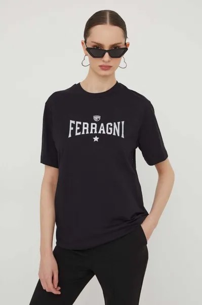 Хлопковая футболка Chiara Ferragni, черный