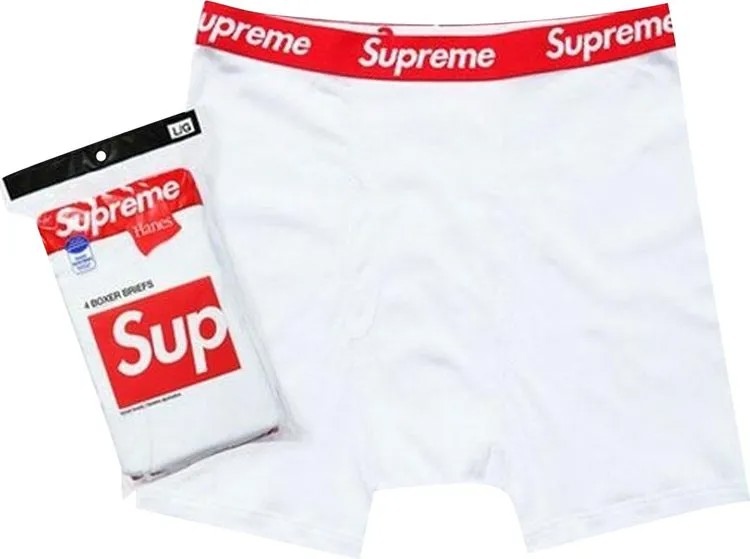 Боксеры Supreme x Hanes Boxer Briefs (4 Pack) 'White', белый