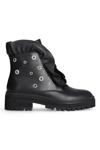 Кожаные ботинки с синтетикой и металлическими дырками Liu Jo, черный